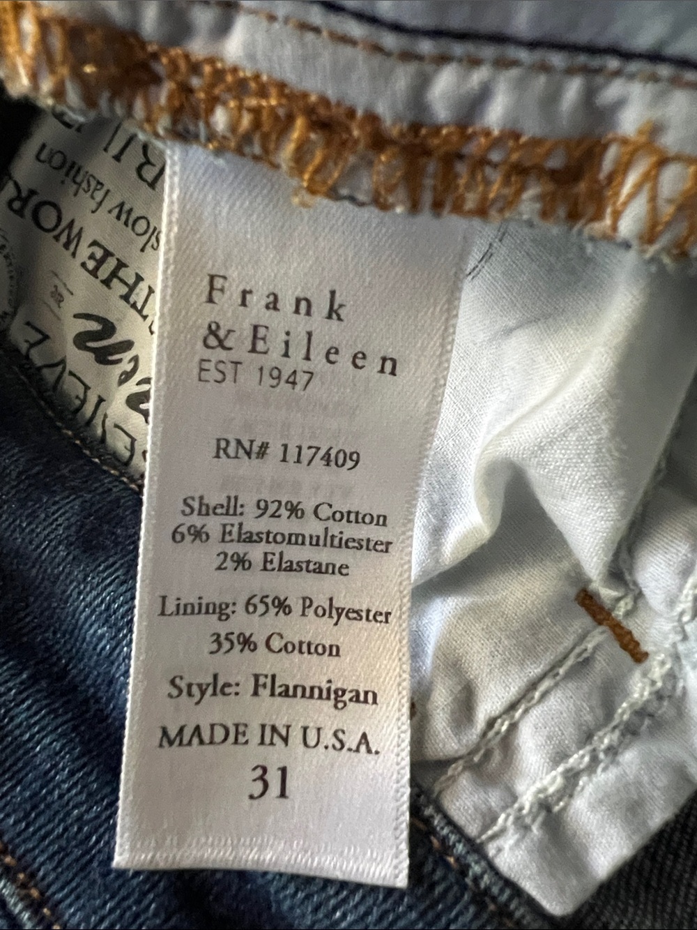 Frank & Eileen Flannigan Flare Jeans with Raw Hem Sz 31 Made In USA - Picture 6 of 9